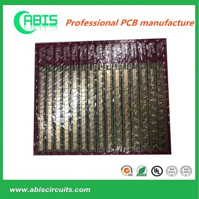 Single Layer PCB Gold Plating Printed Circuit Board in Dark Red Waterproof Mask for Automotive